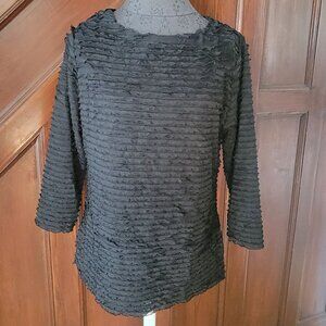 Textured Black 3/4 Sleeve Top By Coldwater Creek